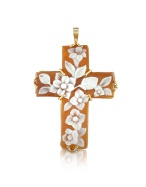 Floral Sardonyx Cameo Cross Pendant