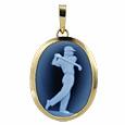 Golfer Agate Cameo Pendant