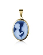 Loving Mother Agate 18k Gold Cameo Pendant