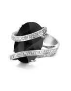 Onyx Diamond Channel 18K Gold Ring