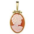 Young Lady w/Short Hair Cornelian Cameo Pendant