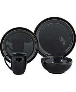 Denby Deut 16 Piece Stoneware Dinner Set - Black