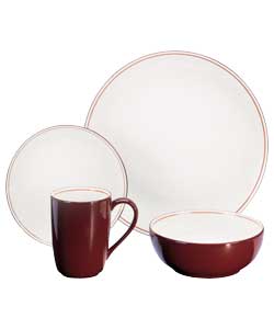 Denby Red Bistro 16 Piece Fine China Dinner Set