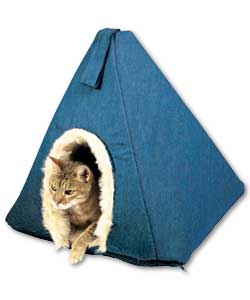 Denim and Husky Fur Effect Cat Igloo