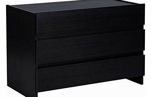 Denver Chest of Drawers Black Wood Effect 3 Drawer Denver Bedroom Furniture