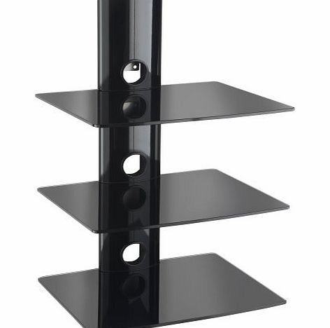 Designer Habitat VonHaus by Designer Habitat 3 x Floating Black Glass Shelves Mount Bracket for DVD/Blu-Ray Player, Satellite/Cable Box, Games Console