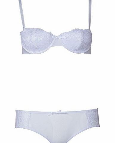 Designer ME Womens Renato Rossi Bra and Brief Set White Girls Ladies (36BM 36`` Bust B Cup Medium Brief UK 12 Euro 38)