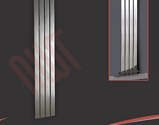 Designer Radiators (Mixed) 300mm(w) x 1800mm(h) ``Luna`` Chrome Vertical Designer Radiator, 4 Flat Panels - 2091 BTUs Central Heating Feature Radiator