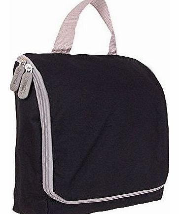 Mens/Ladies Hanging Large Toiletry Wash Bag with Hook (Black/Grey Zips)