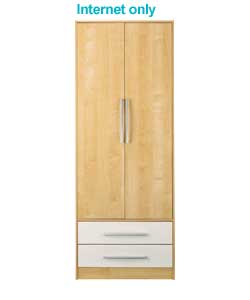 2 Door 2 Drawer Cream Wardrobe