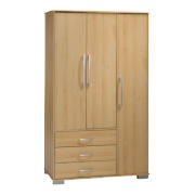 3 Door 3 Drawer Wardrobe- Beech effect