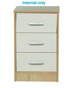 detroit 3 Drawer Cream Bedside Chest