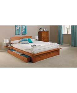 Devon Double 2 Drawer Bed Frame - Pine Headboard