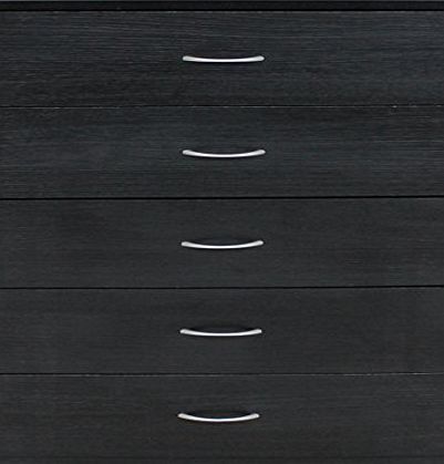 Devoted2Home Boldon Budget Bedroom Furniture - 5 Drawer Chest of Drawers - Black Ash