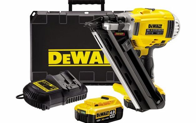 DeWalt 18V 90mm Lithium-Ion Cordless Brushless Framing Nailer with 4Ah Batteries