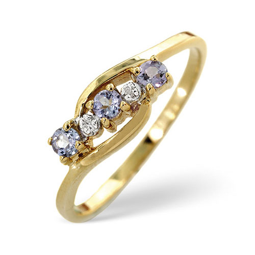 0.21 Ct Tanzanite and 0.01 Ct Diamond Ring In 9 Carat Yellow Gold