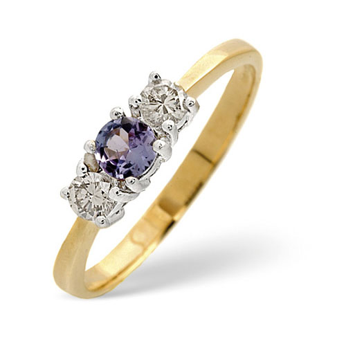 0.28 Ct Tanzanite and 0.25 Ct Diamond Ring In 9 Carat Yellow Gold