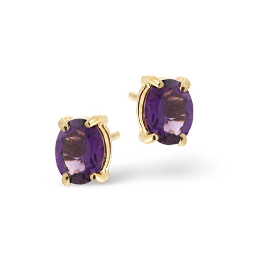 Amethyst Earrings In 9 Carat Yellow Gold