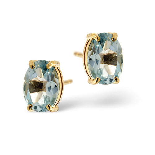 Blue Topaz Earrings In 9 Carat Yellow Gold