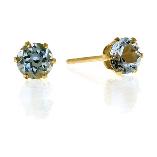 Blue Topaz Stud Earrings In 9 Carat Yellow Gold