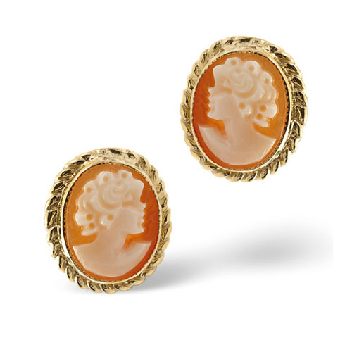 Cameo Earrings In 9 Carat Yellow Gold