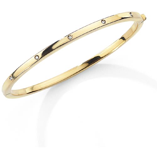 Oval Diamond Bangle In 9 Carat Yellow Gold