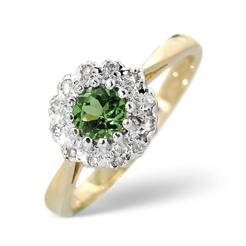 Tsavorite and 0.06 Ct Diamond Ring In 9 Carat Yellow Gold