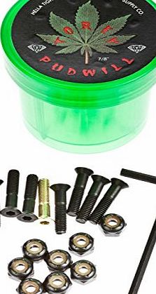 Diamond Skateboard Accessories Diamond Hella Tight Hardware Torey Pudwill 7/8`` W Cannabis Grinder