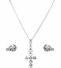 Swarovski crucifix pendant and studs