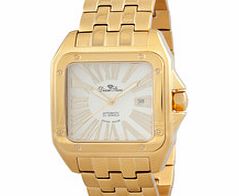 White, gold-tone and diamond watch