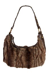 Faux fur one strap shoulder bag