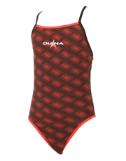 Girls Reva Swimsuit - Black and Orange