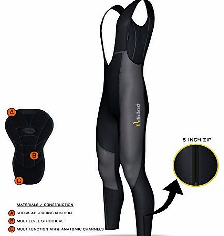 Didoo Mens cycling bib tights winter thermal padded mtb road bike leggings long pants