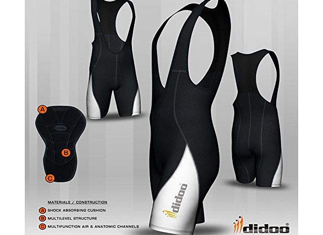 Didoo Mens new cycling bib shorts Coolmax? padding cycle pant top quality bike jersey