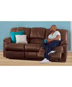 Large Fabric Recliner Sofa - Chocolate