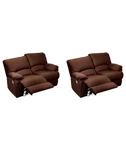 Regular and Fabric Regular Recliner Sofa - Chocolate