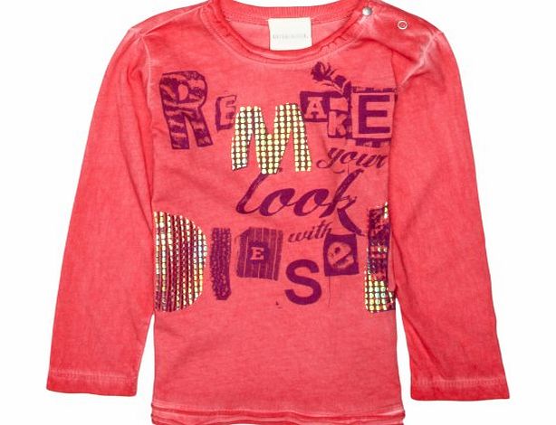 Diesel  Baby Girls Remake Your Look with Diesel Long Sleeve T-Shirt Bubblegum Pink 9 Months