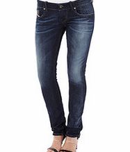 Faded indigo stretch denim jeans