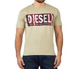 Light khaki pure cotton logo T-shirt