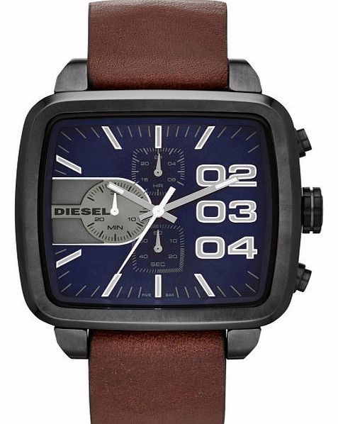 Mens Diesel Square Franchise 49Mm Brown Strap