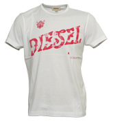 White T-Shirt with Red Printed Logo