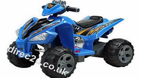 direc2u Kids quad bike ATV electric ride on, two motors, 12V, CE (Blue)