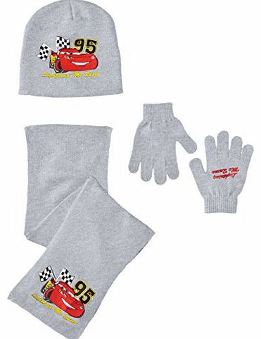 Boys Cars NH4085 Scarf Hat and Glove Set, Light Grey Melange, 52 cm