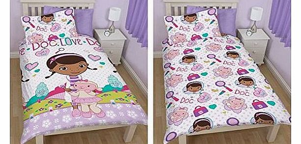 Character World Doc McStuffins Hugs Single Rotary Reversible Duvet Quilt Cover Set Pillow Case 100% Official Merchandise