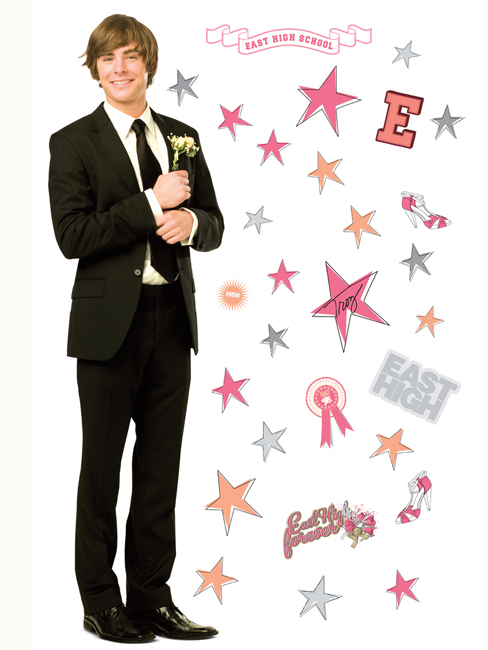 Giant Troy High School Musical Sticker plus 29 extra Wall Stickers