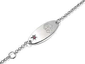 DISNEY Sterling Silver Snow White Pink Crystal