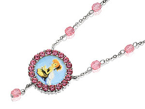 DISNEY Sterling Silver Tinkerbell Rose Crystal