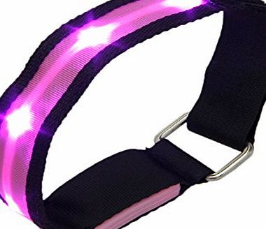 dizauL High Visibility Running Cycling Adjustable Reflective LED Flashing Fabric Armband, Pink