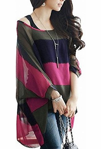 DJT Fashion Street Dolman Style Woman Boat Neck Batwing Sleeve 2 in 1 Shirt/Tank/Tops/Vest/Tee/Blouse Ro