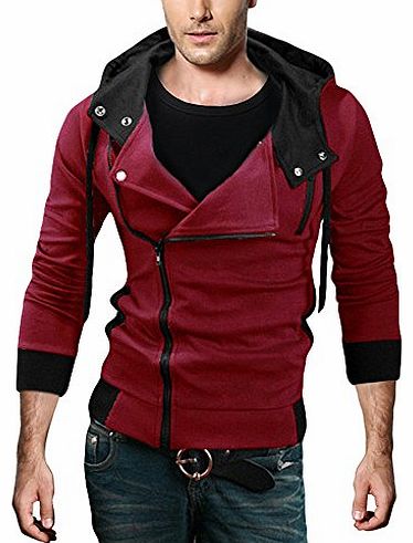 Mens Boys Hot Premium Slim Sweatshirt Jumper Pullover Top Sportswear Jacket Coat Red Size M